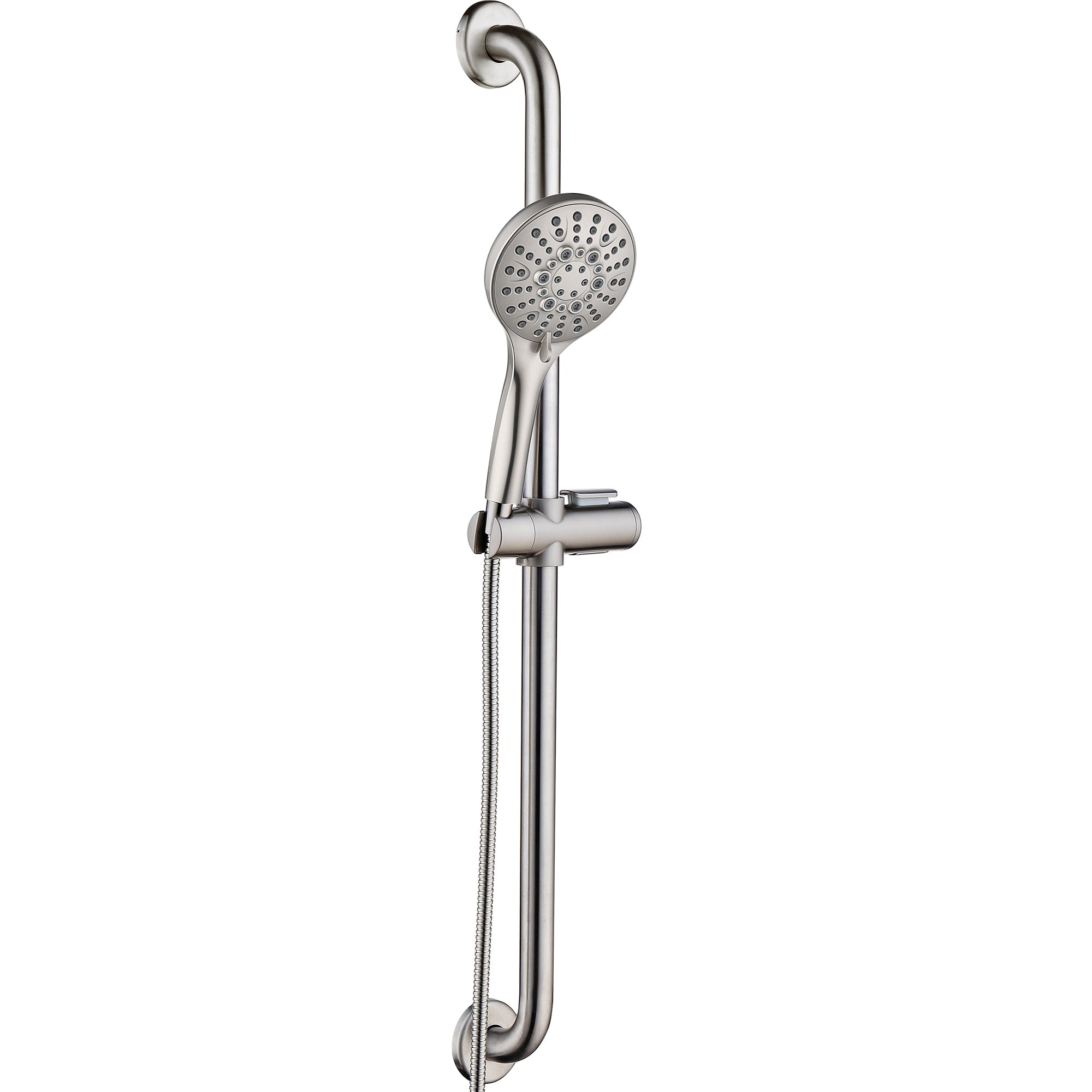 Stainless Steel Slide Bar Grab Rail Set Ada compliant Includes Handheld Shower Head and 79'' Hose