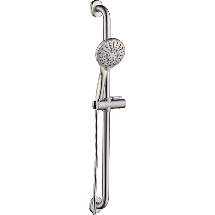 Stainless Steel Slide Bar Grab Rail Set Ada compliant Includes Handheld Shower Head and 79'' Hose