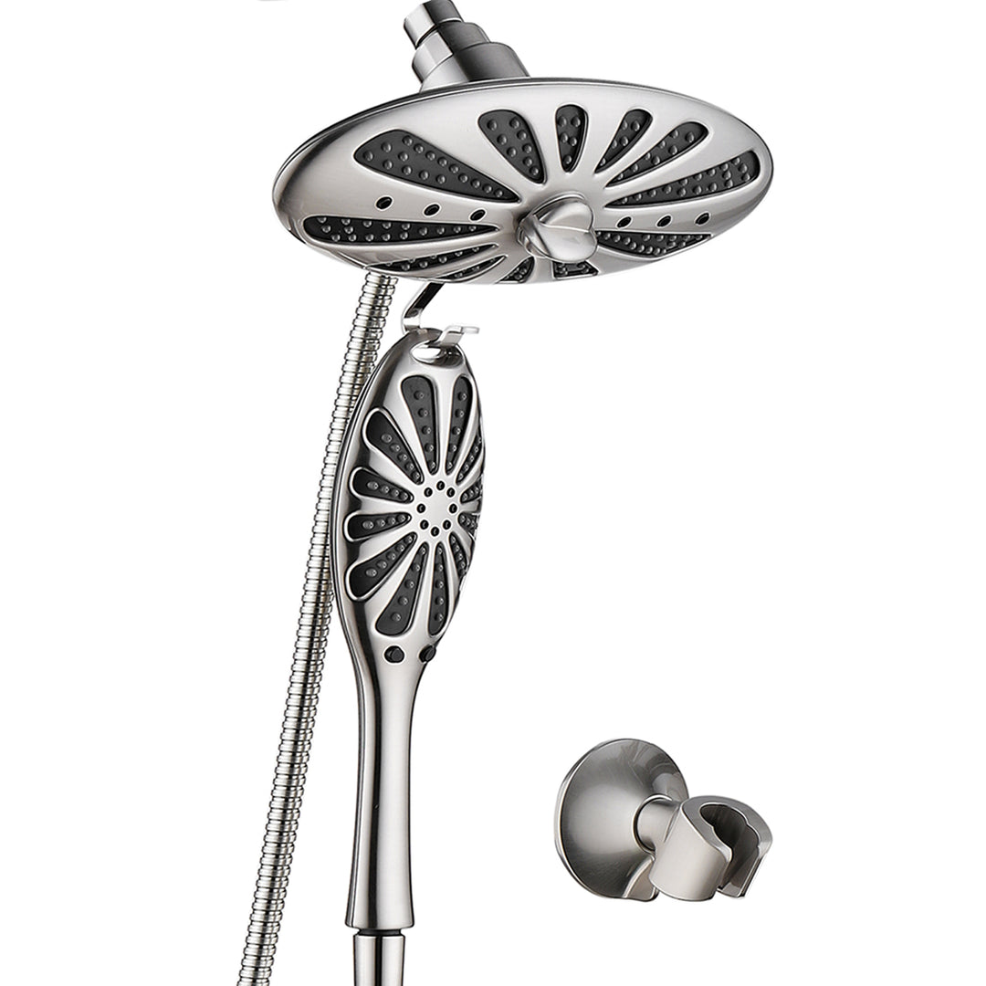 Shower Heads Combo - Rain Shower Head and Handheld Shower Head with Hose and Suction Holder - brightshowers