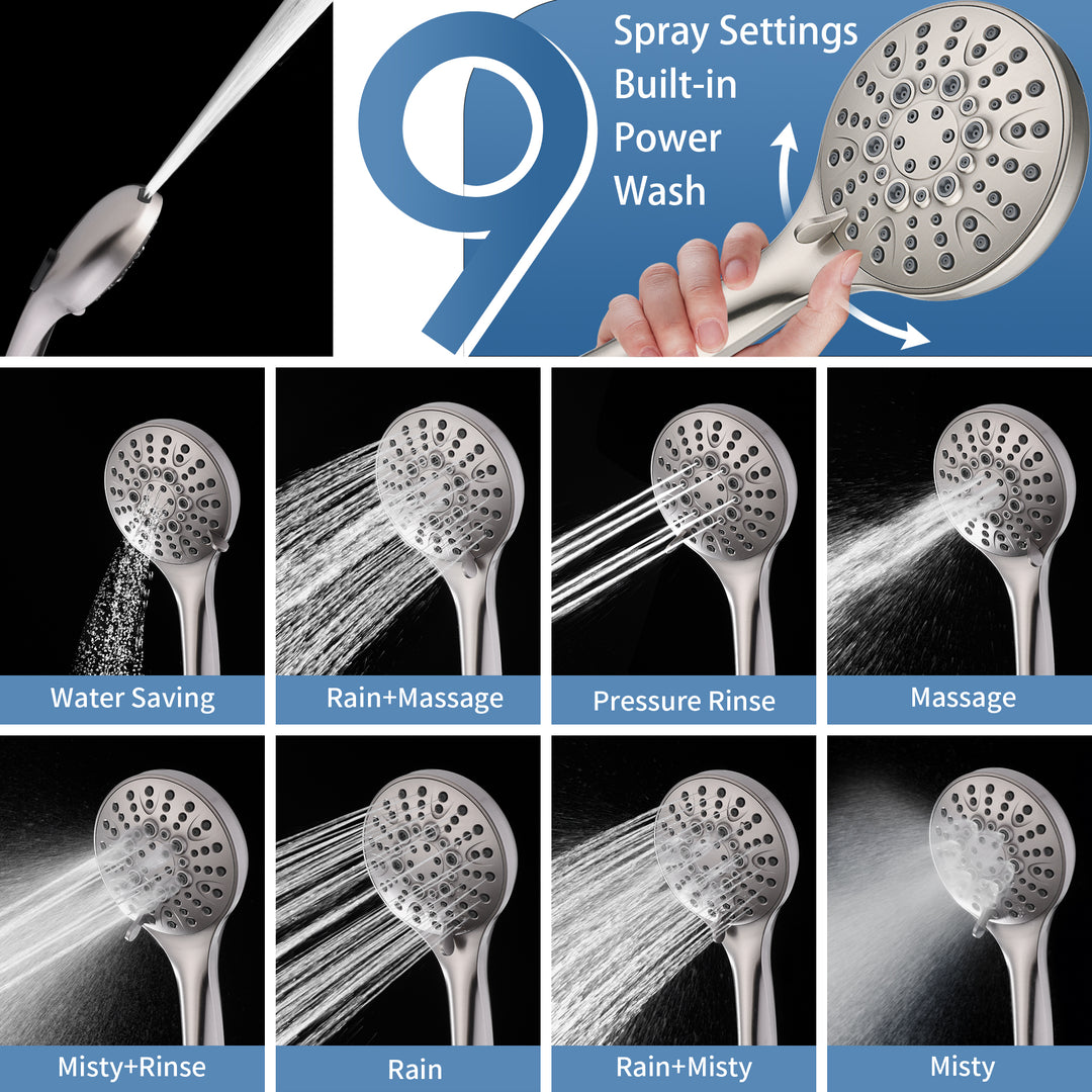 Stainless Steel Slide Bar Grab Rail Set Ada compliant Includes Handheld Shower Head and 79'' Hose