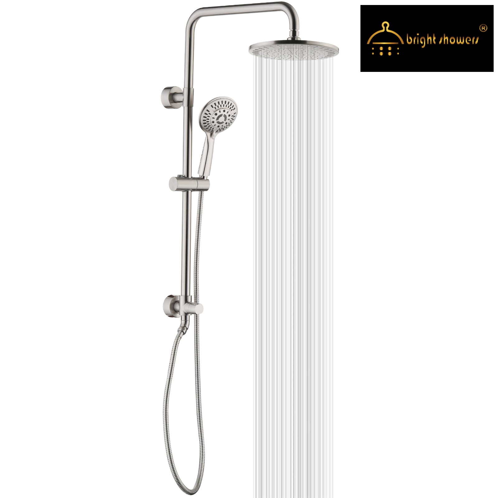 Shower System With Rain shower and Handheld Shower head,Hose - brightshowers
