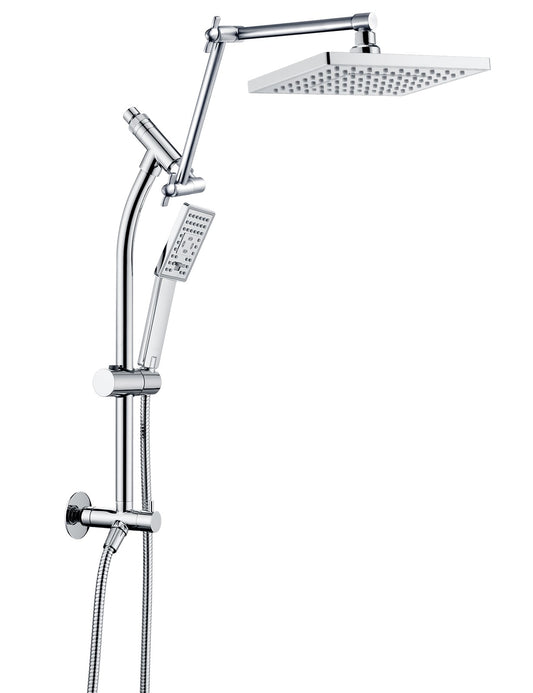 BRIGHT SHOWERS Rain Shower Heads System, Rainfall Shower Head with Handheld Spray Combo Includes Solid Brass Slide Bar, Height Adjustable Shower Holder, Shower Extension Arm and 60" Long Hose (BSB2711)
