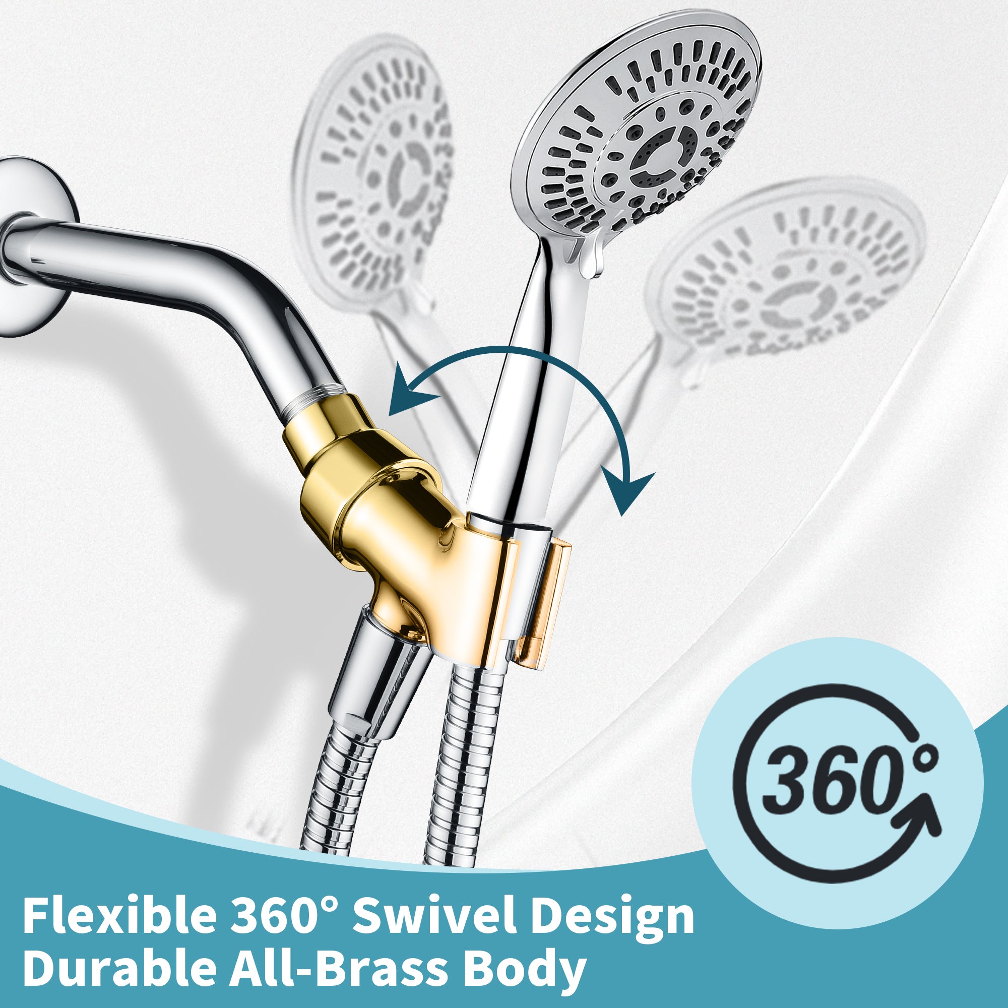 All Metal Shower Head Holder for Handheld Shower Head, Universal Bracket