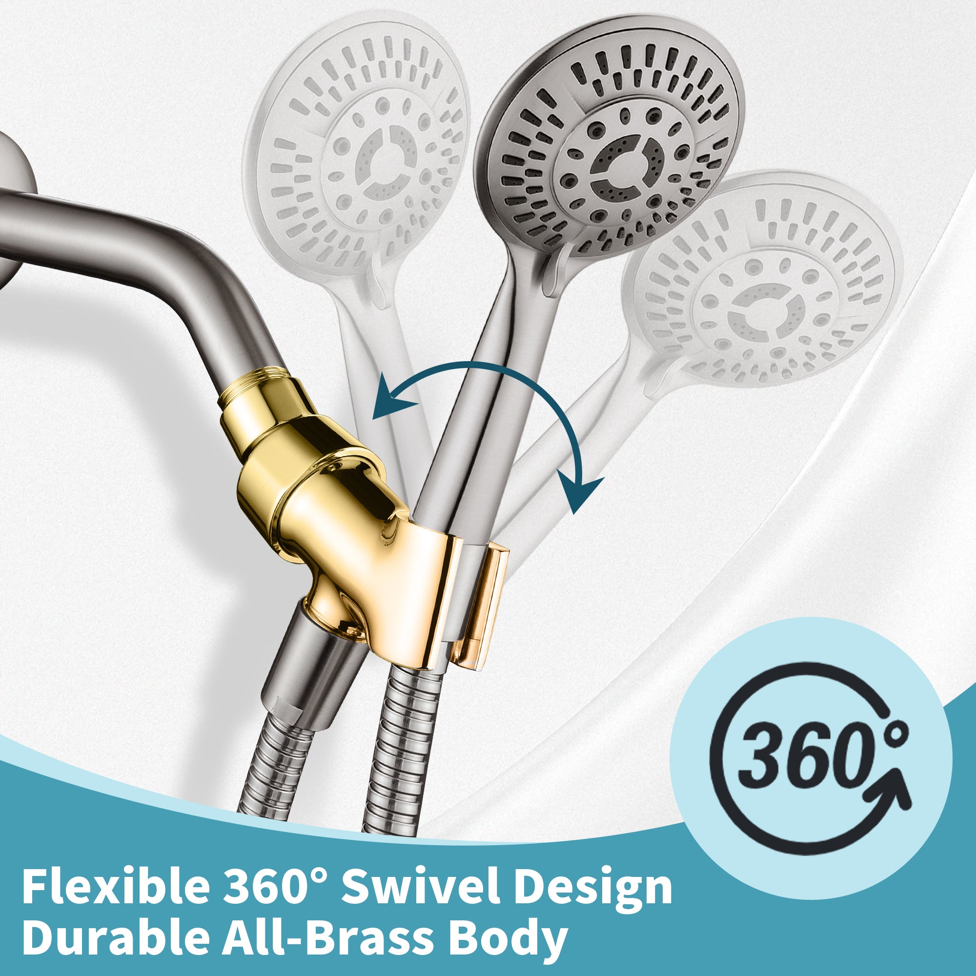 All Metal Shower Head Holder for Handheld Shower Head, Universal Bracket