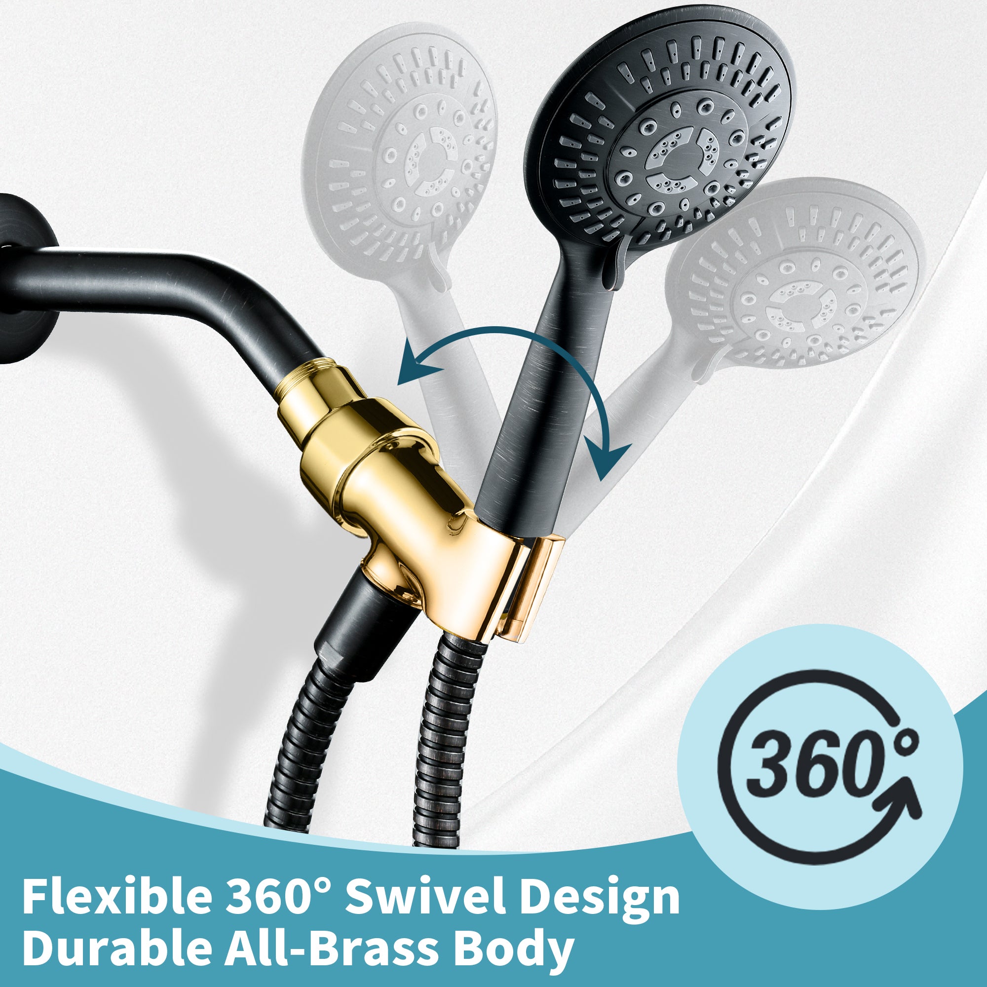 All Metal Shower Head Holder for Handheld Shower Head, Universal Bracket