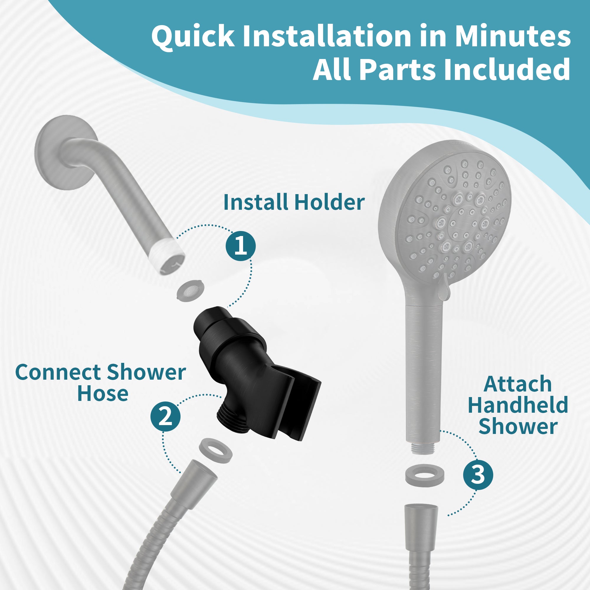 All Metal Shower Head Holder for Handheld Shower Head, Universal Bracket