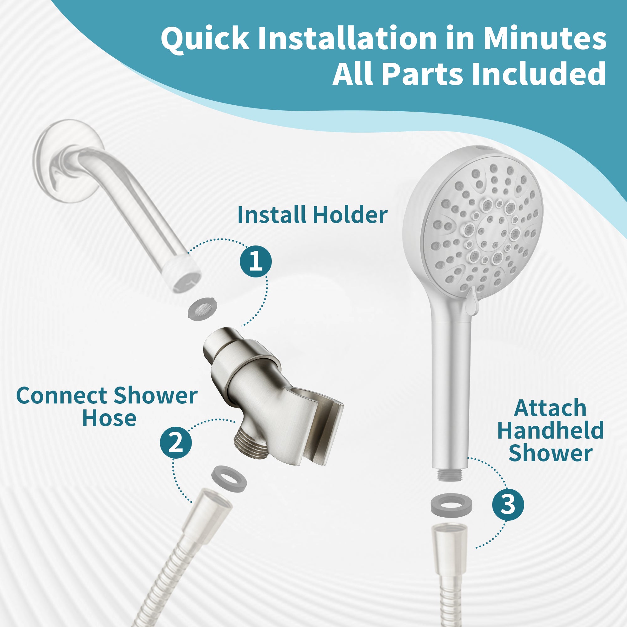 All Metal Shower Head Holder for Handheld Shower Head, Universal Bracket