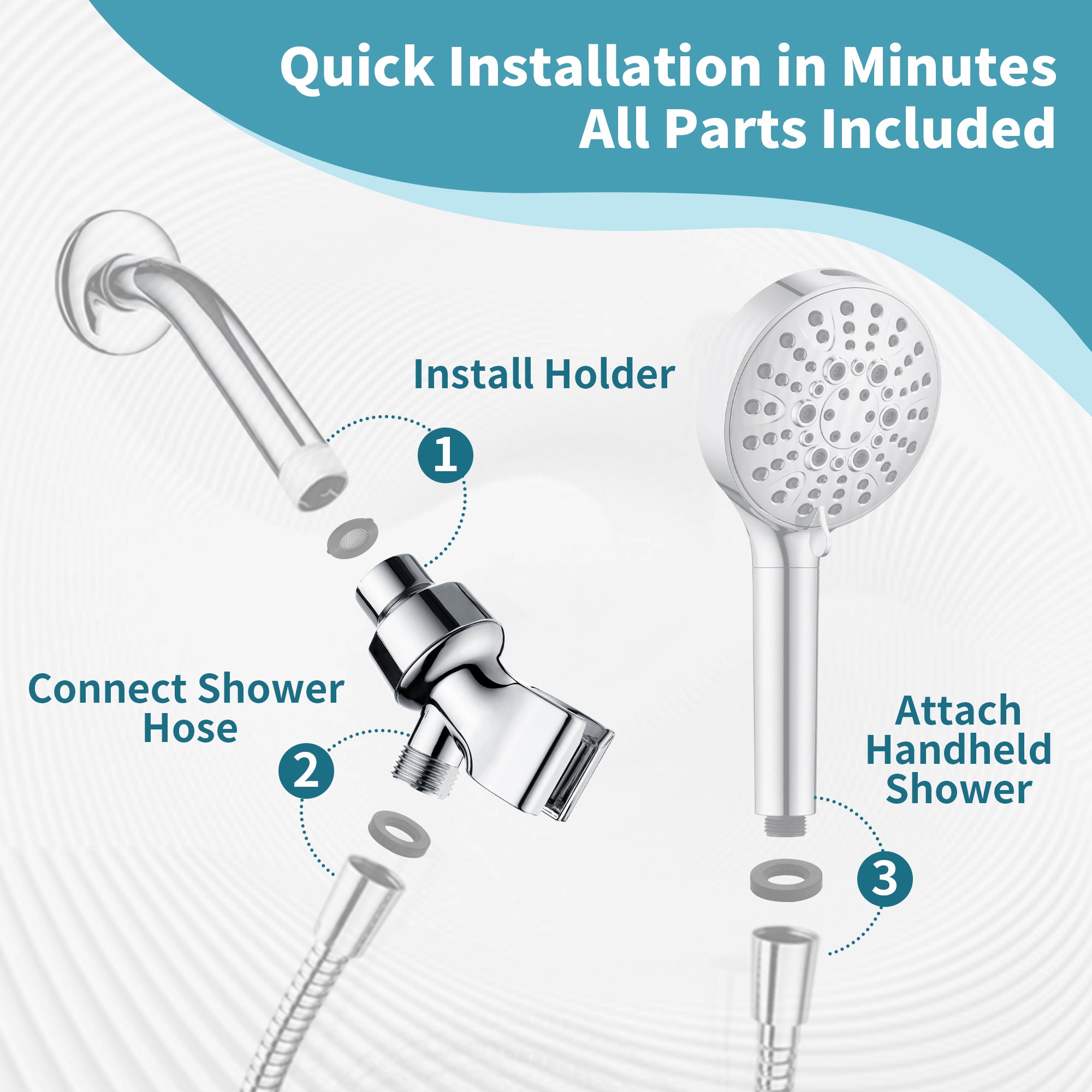 All Metal Shower Head Holder for Handheld Shower Head, Universal Bracket
