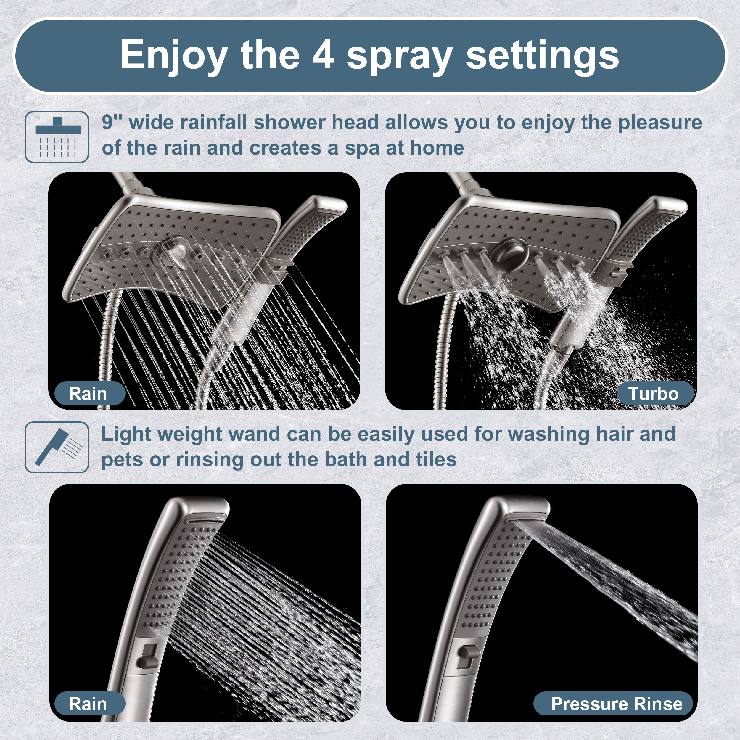 Brushed nickel shower head #color_brushed-nickel