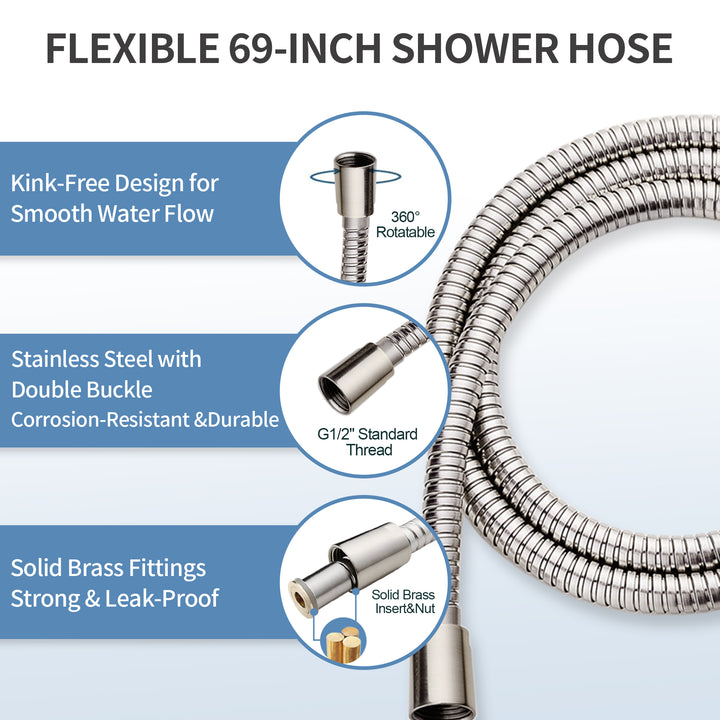 Stainless Steel Slide Bar Grab Rail Set Ada compliant Includes Handheld Shower Head and 79'' Hose