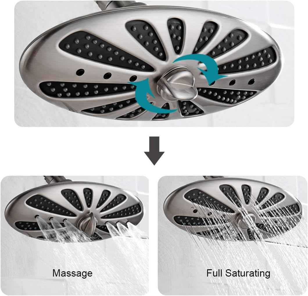 Rain Shower Head with Adjustable Brass Swivel Ball Joint, 2-Spray - brightshowers