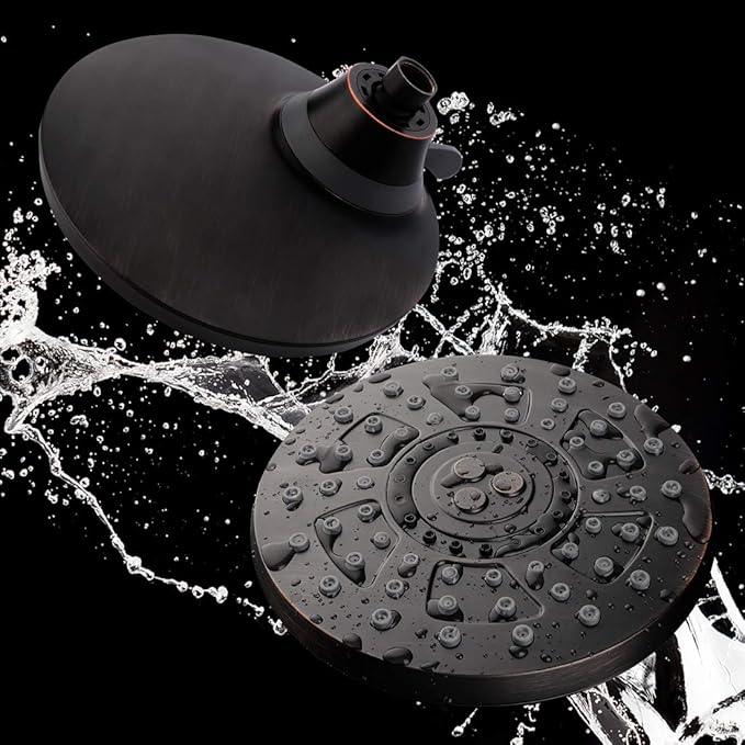 Rain Shower Head with 4 Spray Settings and Adjustable Ball Joint, 8 Inch - brightshowers