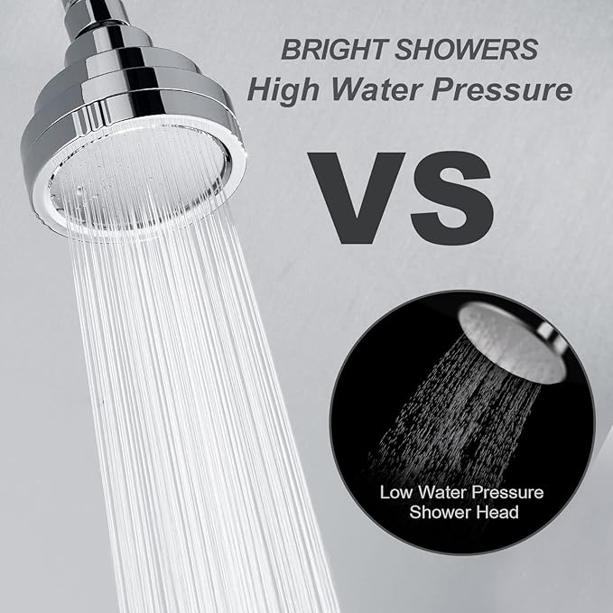 High Pressure Rain Shower Head, Angle Adjustable - brightshowers