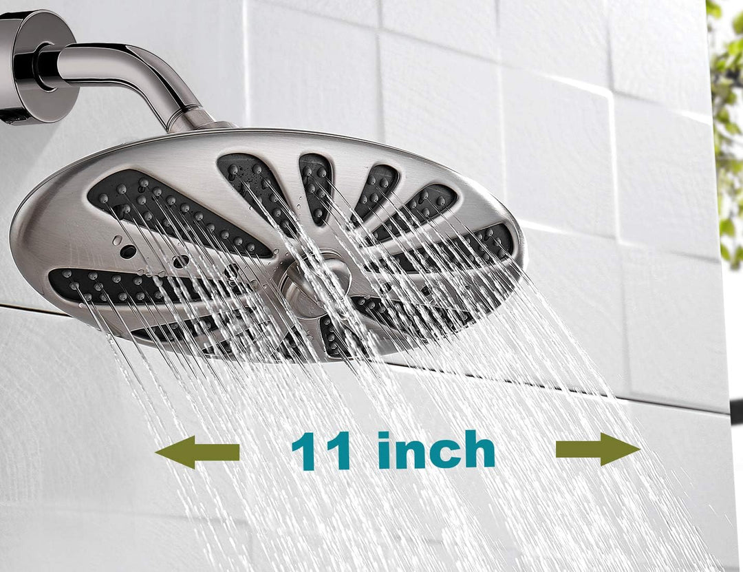 Rain Shower Head with Adjustable Brass Swivel Ball Joint, 2-Spray - brightshowers