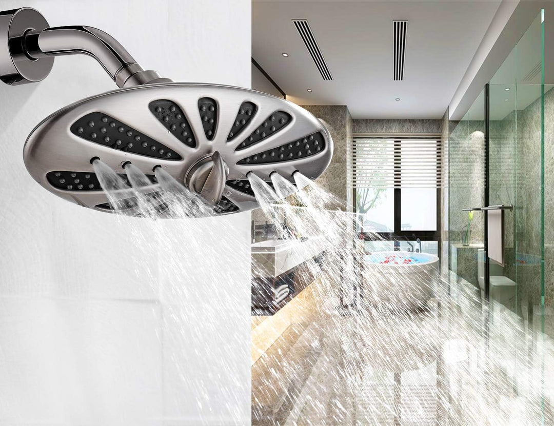 Rain Shower Head with Adjustable Brass Swivel Ball Joint, 2-Spray - brightshowers