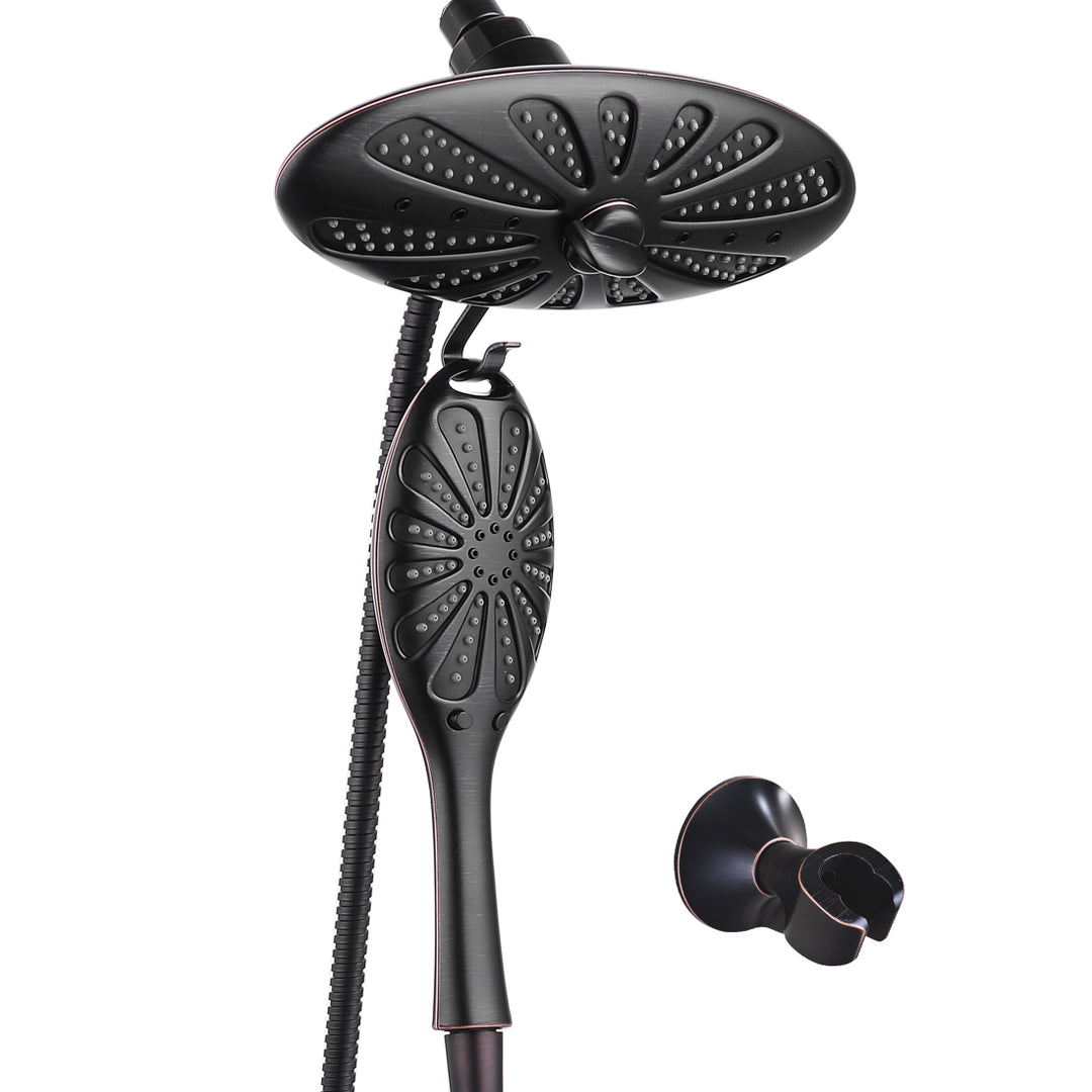 Shower Heads Combo - Rain Shower Head and Handheld Shower Head with Hose and Suction Holder - brightshowers