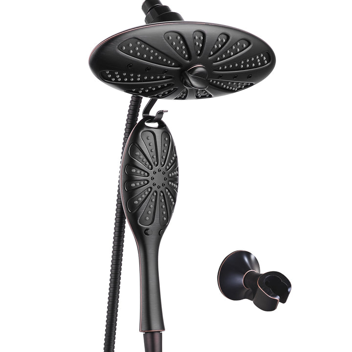 Shower Heads Combo - Rain Shower Head and Handheld Shower Head with Hose and Suction Holder - brightshowers