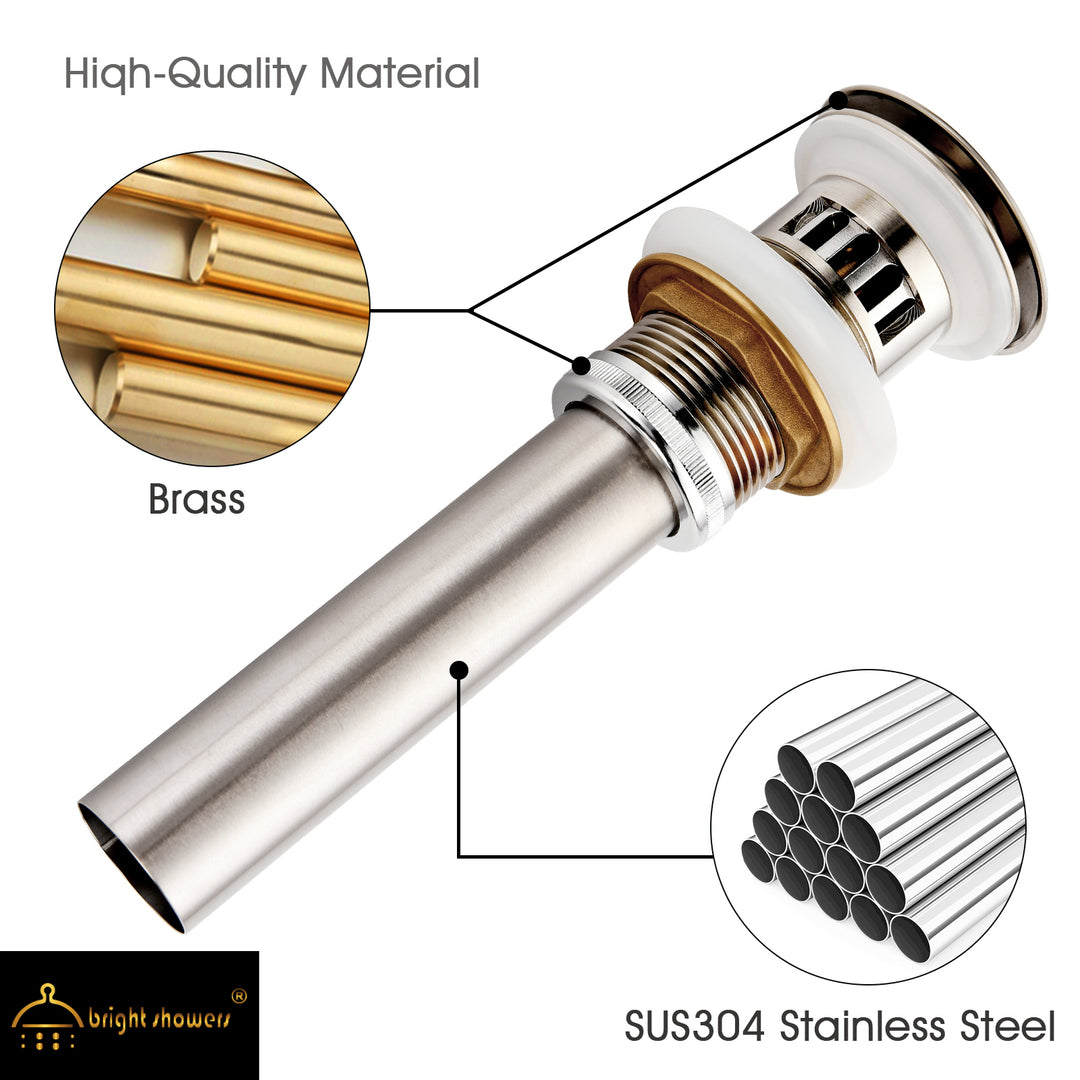 Bathroom Sink Drain with Overflow Pop-Up Drain Stopper for Vessel Sink Lavatory - brightshowers
