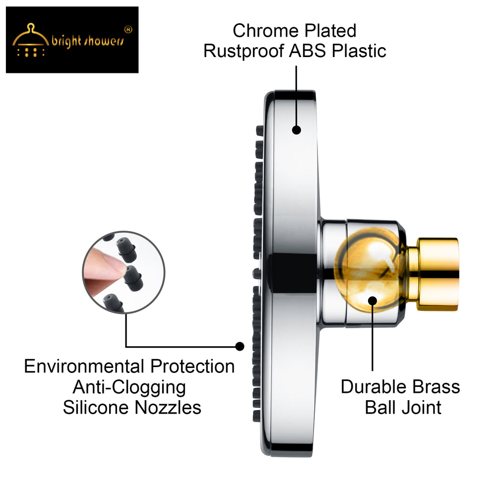 Rain Shower Head,High Pressure & Angle Adjustable - brightshowers