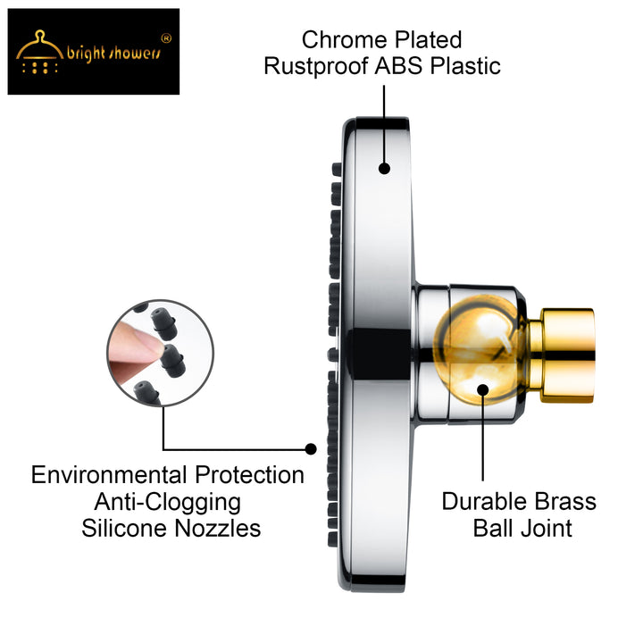 Rain Shower Head,High Pressure & Angle Adjustable - brightshowers