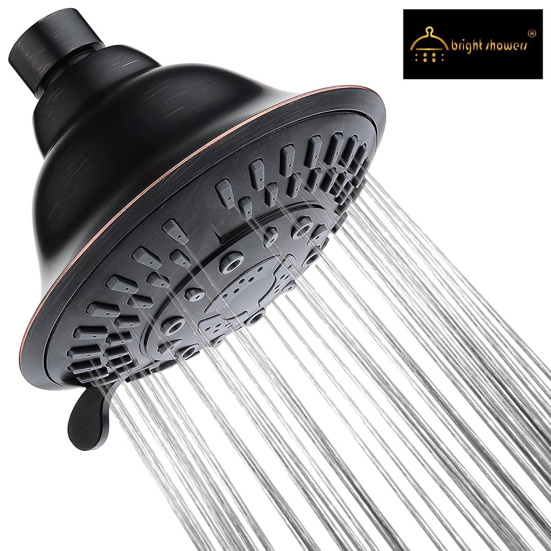 High Pressure 5-Spray Fixed Shower Head, Angle Adjustable - brightshowers
