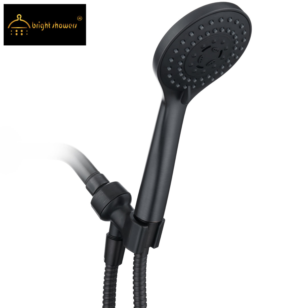 High Pressure 5-Spray Handheld Shower Head Kit, Hose and Wall Bracket - brightshowers