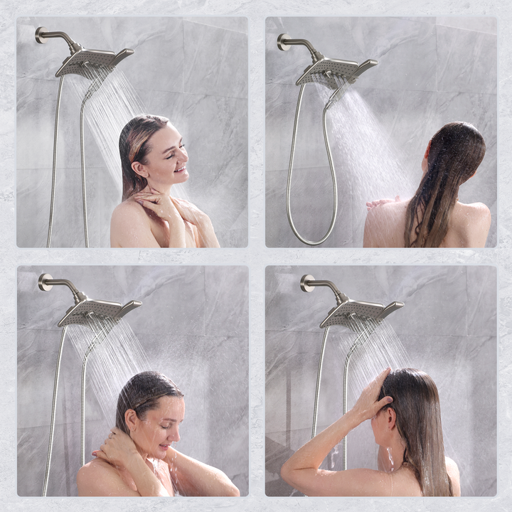 Dual Shower Head -Rain Shower Head and Handheld Shower Head with Hose - brightshowers