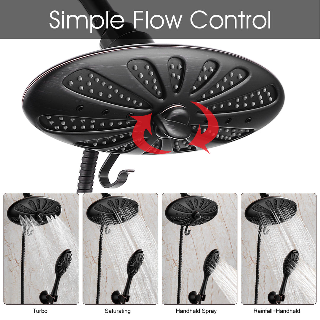 Shower Heads Combo - Rain Shower Head and Handheld Shower Head with Hose and Suction Holder - brightshowers