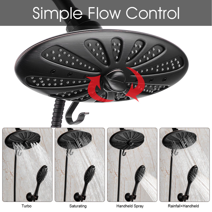 Shower Heads Combo - Rain Shower Head and Handheld Shower Head with Hose and Suction Holder - brightshowers