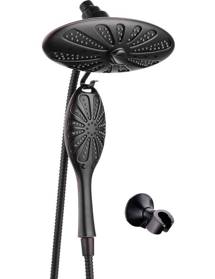Shower Heads Combo - Rain Shower Head and Handheld Shower Head with Hose and Suction Holder - brightshowers