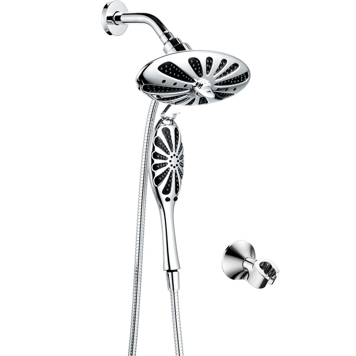 Shower Heads Combo - Rain Shower Head and Handheld Shower Head with Hose and Suction Holder - brightshowers