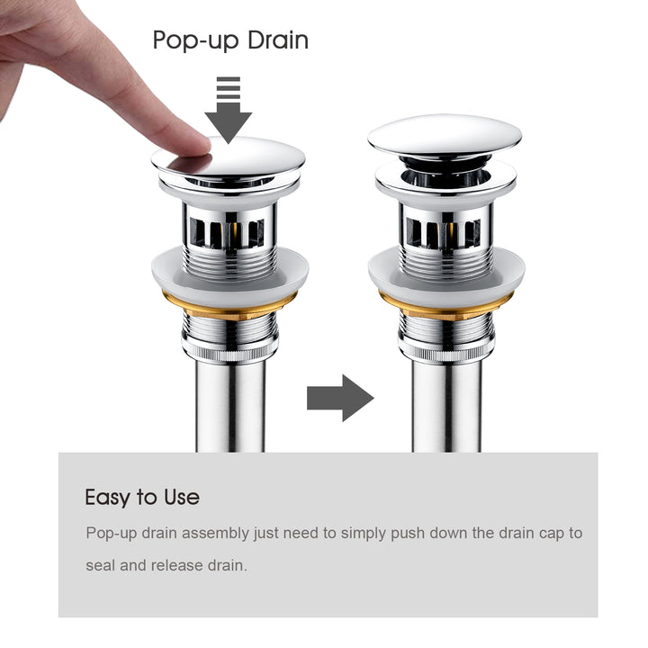 Bathroom Sink Drain with Overflow Pop-Up Drain Stopper for Vessel Sink Lavatory - brightshowers