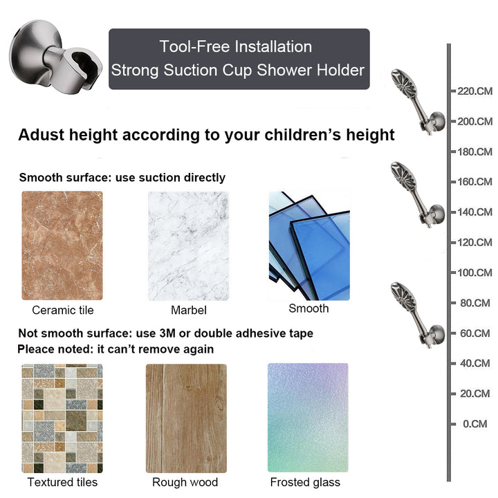 Shower Heads Combo - Rain Shower Head and Handheld Shower Head with Hose and Suction Holder - brightshowers