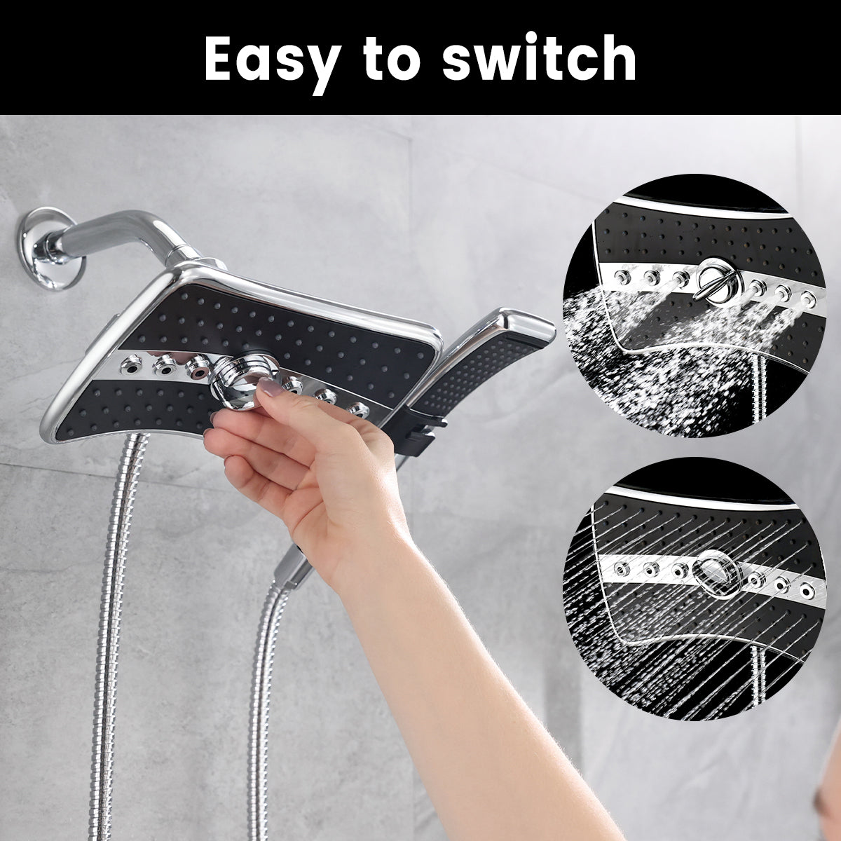 BRIGHT SHOWERS Dual Shower Head Combo Set, Handheld Showerhead Rainfall Shower Head Combo, 60 Inch Long Stainless Steel Shower Hose (PSS3919)