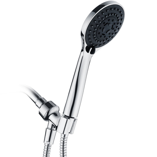 BRIGHT SHOWERS 5 Spray Settings Handheld Shower Head Kit, High Pressure Handheld Rain Shower with 60 Inch Long Stainless Steel Shower Hose and Adjustable Wall Bracket