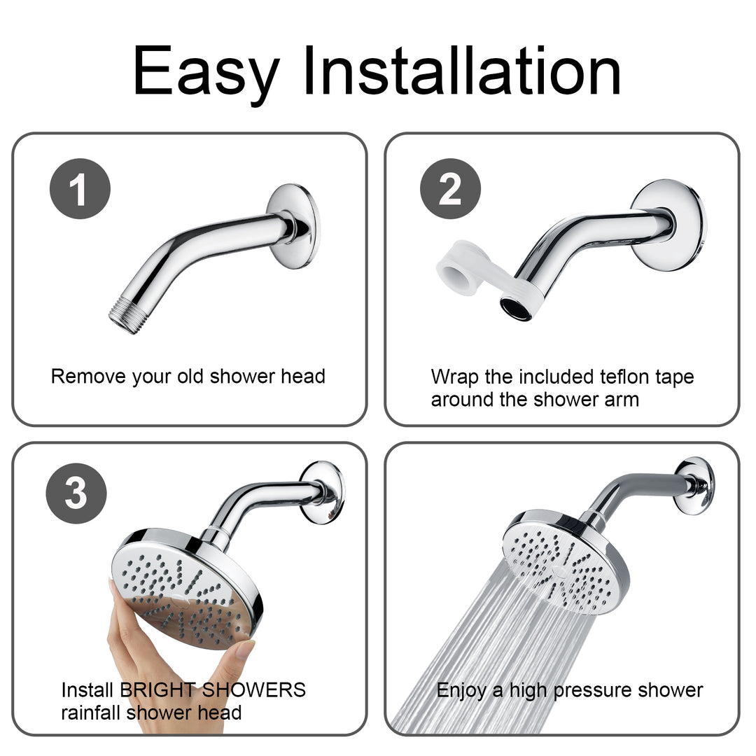 Rain Shower Head,High Pressure & Angle Adjustable - brightshowers