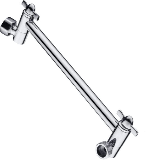 BRIGHT SHOWERS Brass Shower Head Extension Arm for Rain and Handheld Shower Head, 10 Inch Universal Shower Head Extender, Height & Angle Adjustable