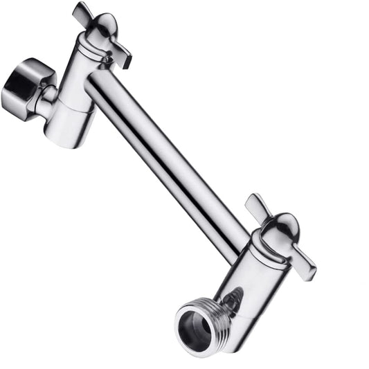 BRIGHT SHOWERS Brass Shower Arm Extender for Rain and Handheld Shower Head, 5 Inch Universal Shower Head Extension Arm, Height & Angle Adjustable