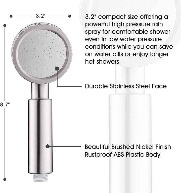 High Pressure Handheld Shower Head Kit, Handheld Shower with 60 Inch Hose and Bracket - brightshowers