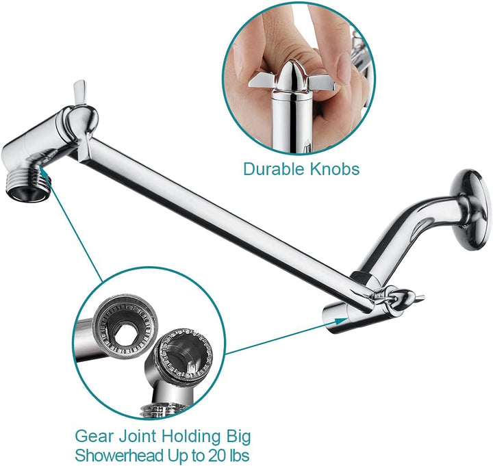 8 Inch High Pressure Rainfall Showerhead with 10 Inch Adjustable Extension Arm - brightshowers