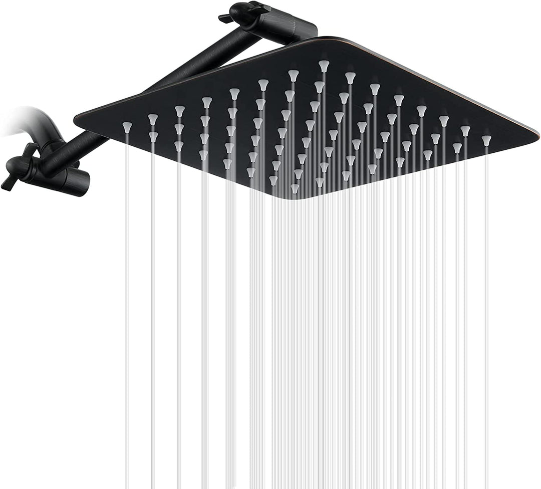 8 Inch High Pressure Rainfall Showerhead with 10 Inch Adjustable Extension Arm - brightshowers