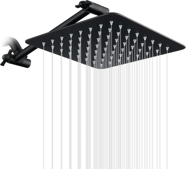 8 Inch High Pressure Rainfall Showerhead with 10 Inch Adjustable Extension Arm - brightshowers
