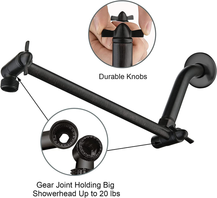 8 Inch High Pressure Rainfall Showerhead with 10 Inch Adjustable Extension Arm - brightshowers