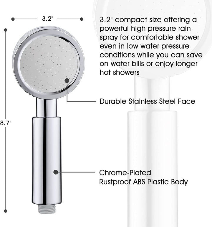 High Pressure Handheld Shower Head Kit, Handheld Shower with 60 Inch Hose and Bracket - brightshowers