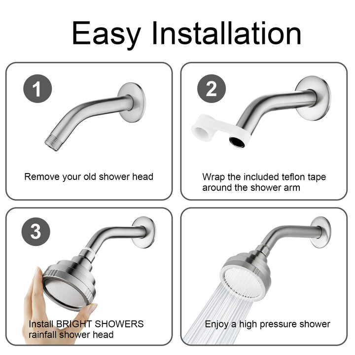 High Pressure Rain Shower Head, Angle Adjustable - brightshowers