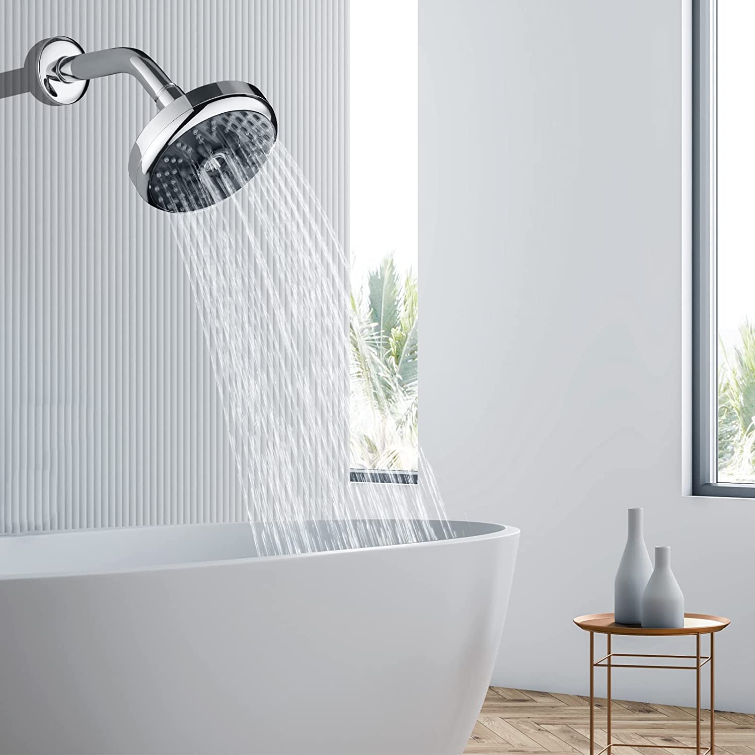 3 Spray Fixed Rainfall Shower Head with Adjustable Metal Swivel Ball Joint - brightshowers