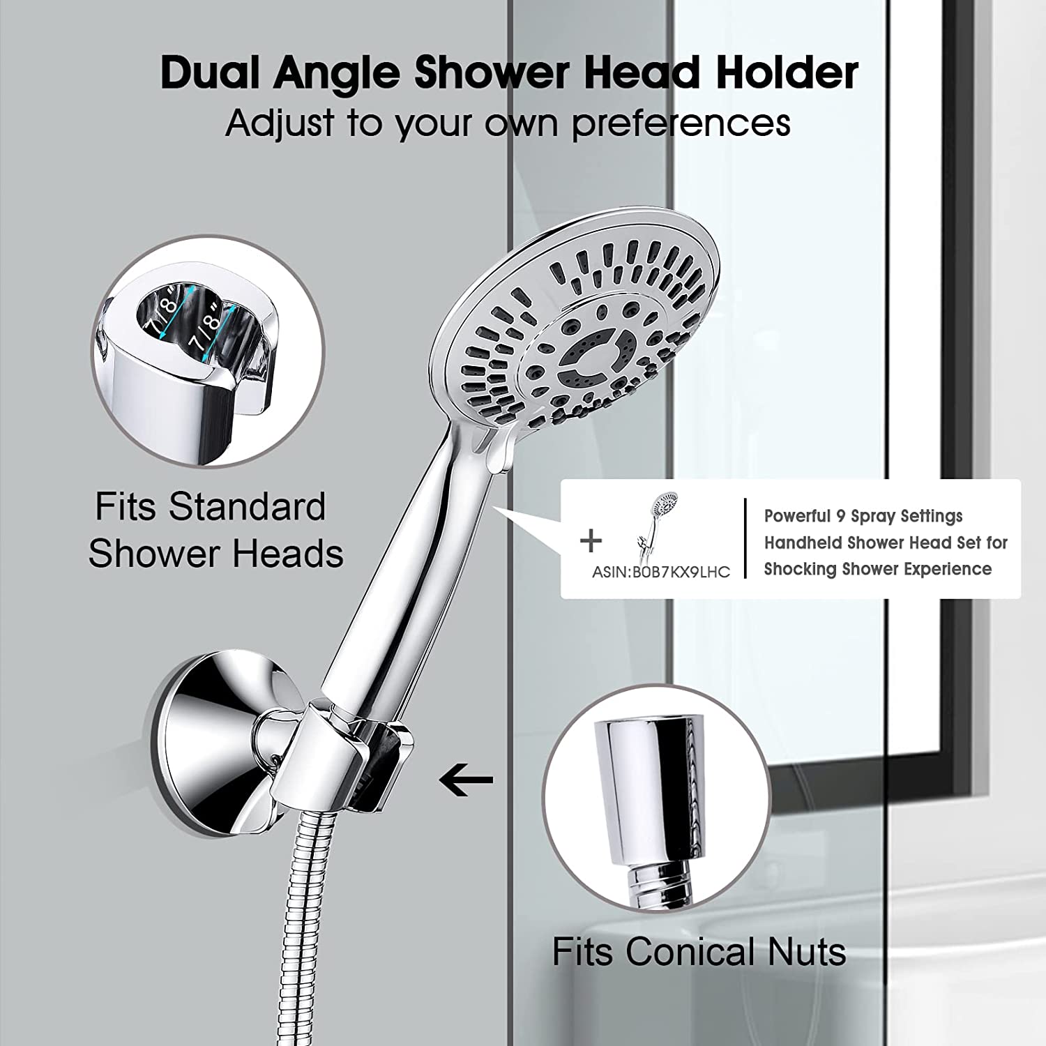 BRIGHT SHOWERS Handheld Shower Head Holder with Dual Angle Positions, –  brightshowers