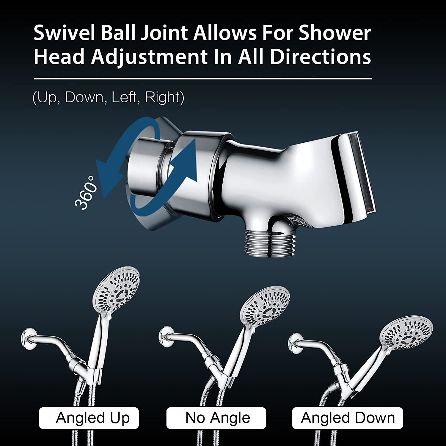 All Metal Handheld Shower Head Holder - Chrome - Adjustable Shower Wand  Holder with Universal Wall Hook Bracket and Brass Pivot Ball - Hand Held