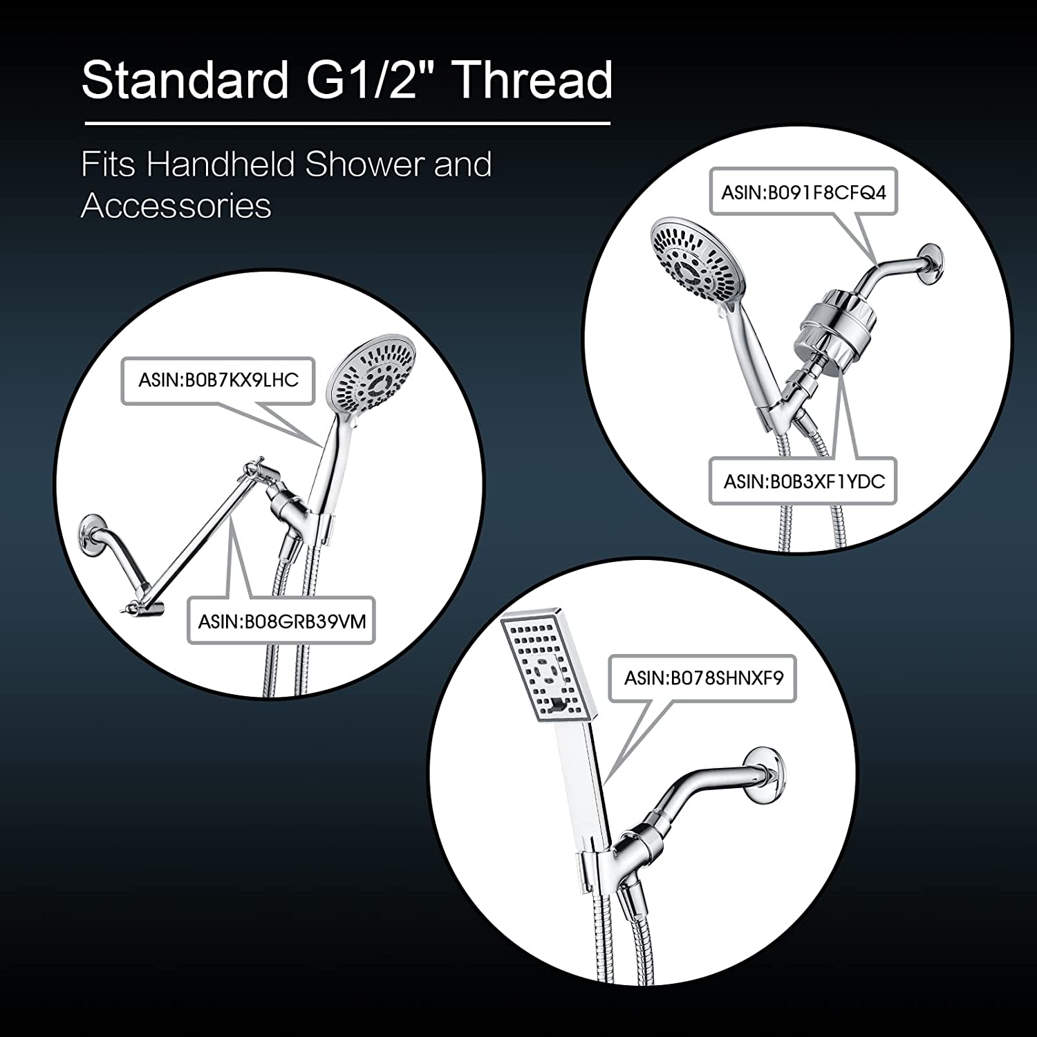 All Metal Hand Held Shower Head Holder Universal Shower Arm Mount