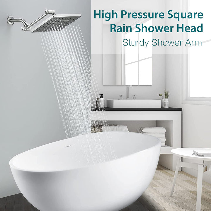 Rain Shower Head with 10 Inch Adjustable Extension Arm, 8 Inch Square Showerhead - brightshowers